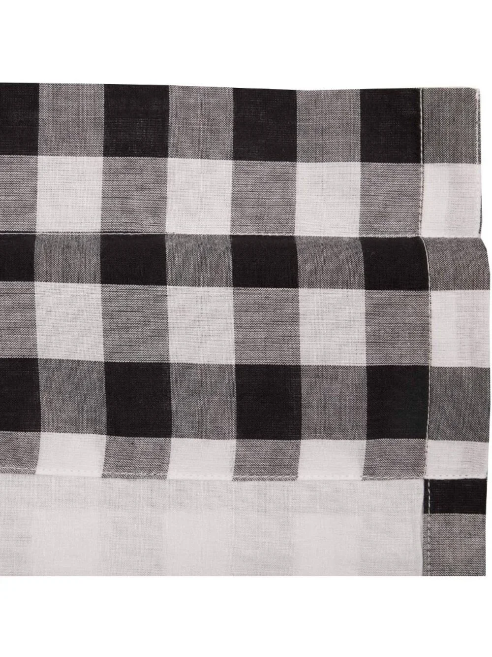 Buffalo Check Cotton Farmhouse Curtains with Rod Pocket & Drawstring Ties